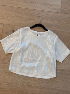 Endless Rose White Sequin Short-Sleeve Top